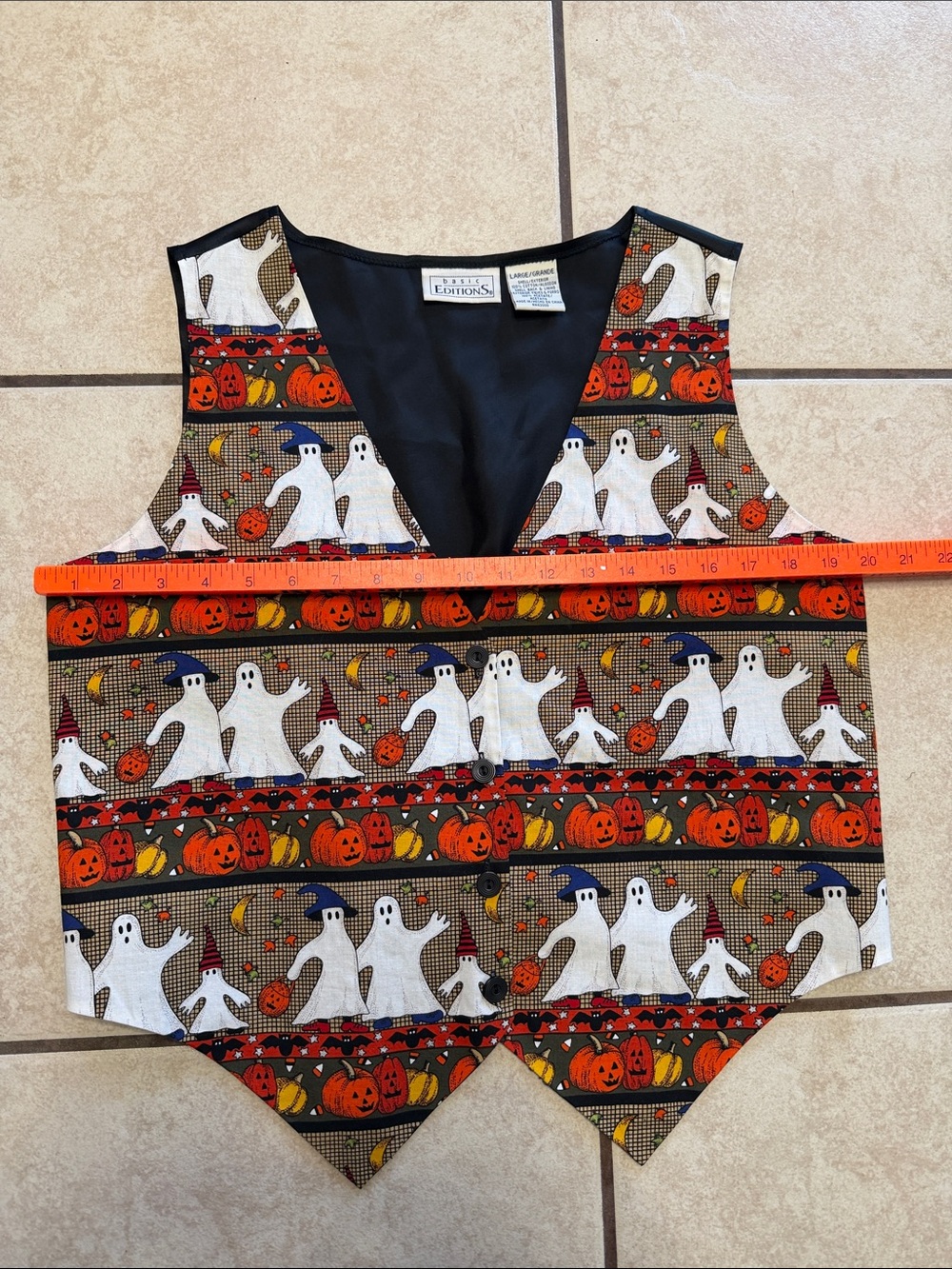 Vintage Halloween Ghost Pumpkin Novelty Vest Basic Editions Large - Picture 4 of 6